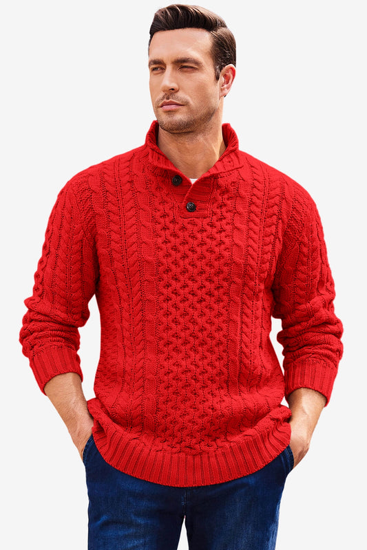 Runcati Red Stand Collar Pullover Sweater