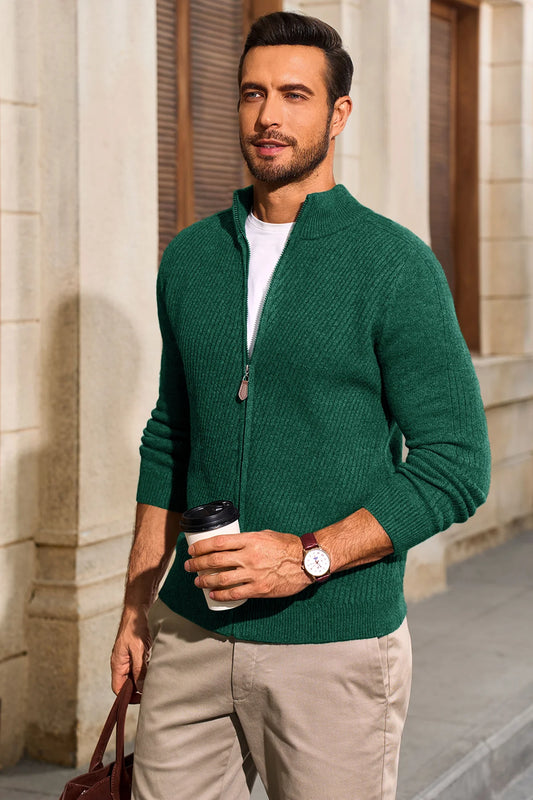 Runcati Mens Green Full Zip Cardigan