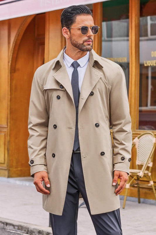 Runcati Apricot Double Breasted Trench Coat