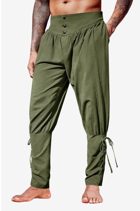 Runcati Mens Army Green Costume Pants