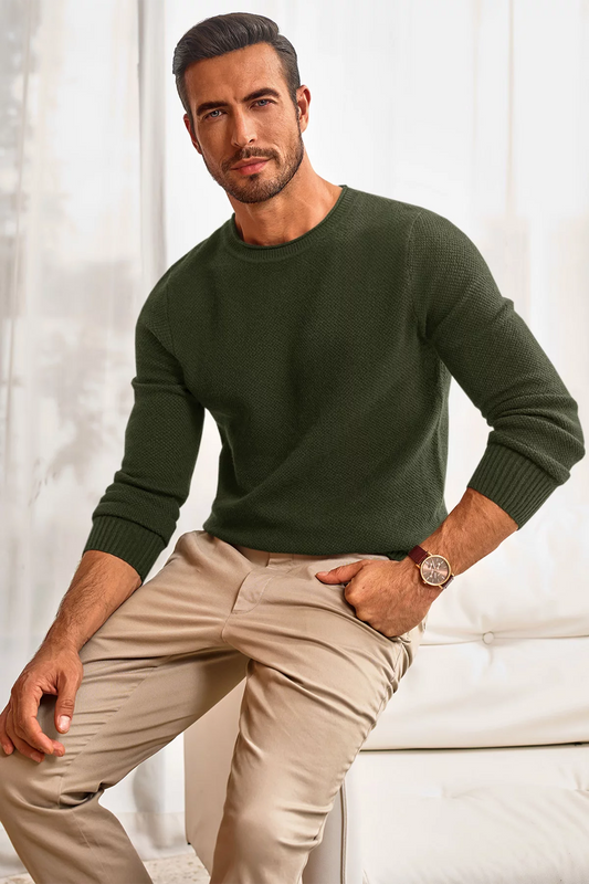 Runcati Mens Army Green Pullovers Sweaters
