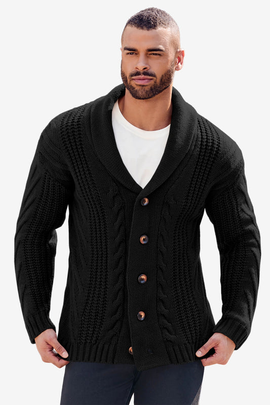 Runcati Black Shawl Collar Cardigan Sweater