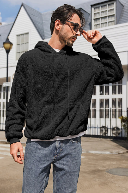 Runcati Mens Black Sherpa Hoodies