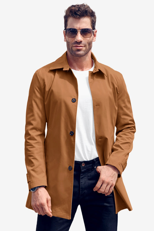 Runcati Brown Single Breasted Trench Coat