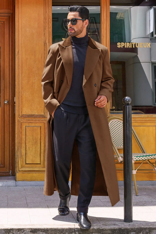 Runcati Mens Coffee Full Length Trench Coat