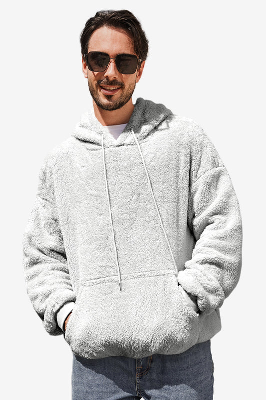 Runcati Mens Grey Sherpa Hoodies