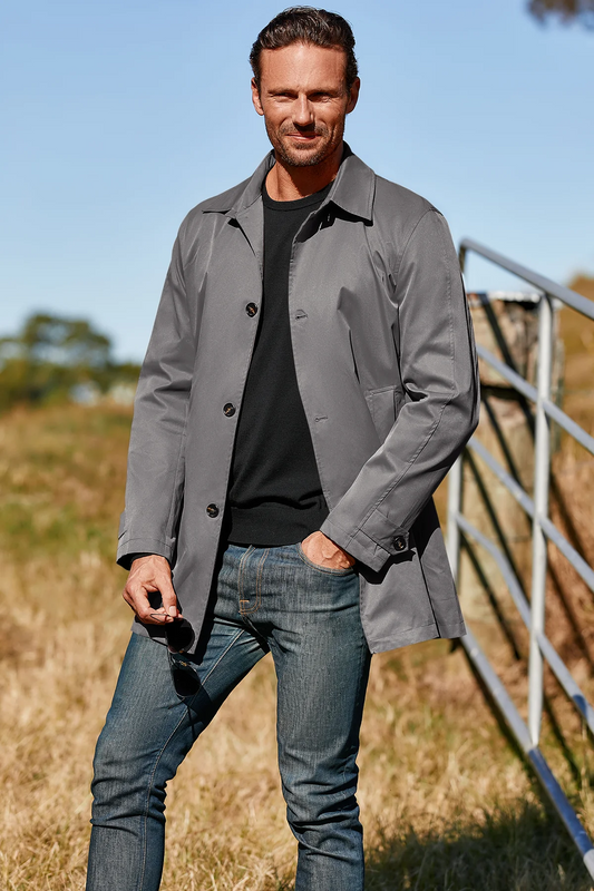 Runcati Grey Single Breasted Trench Coat