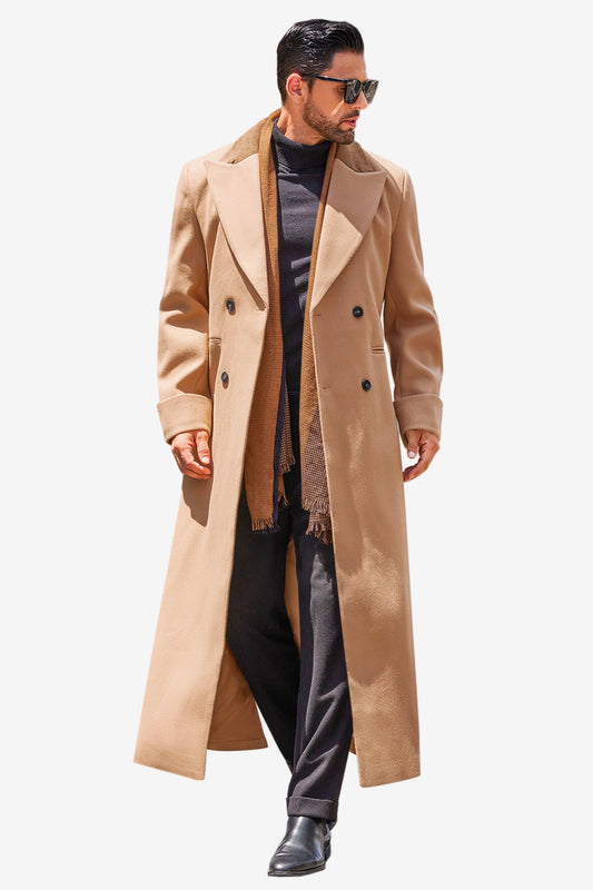 Runcati Mens Khaki Full Length Trench Coat
