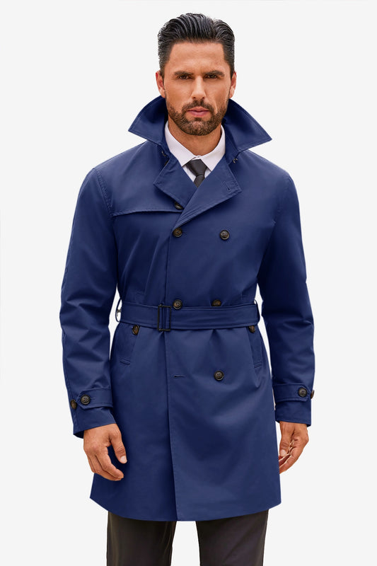 Runcati Navy Double Breasted Trench Coat