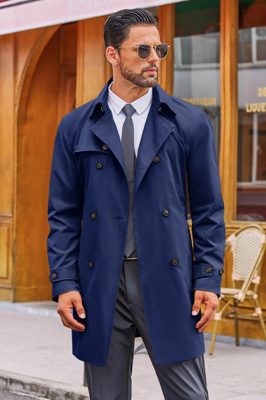 Runcati Navy Double Breasted Trench Coat