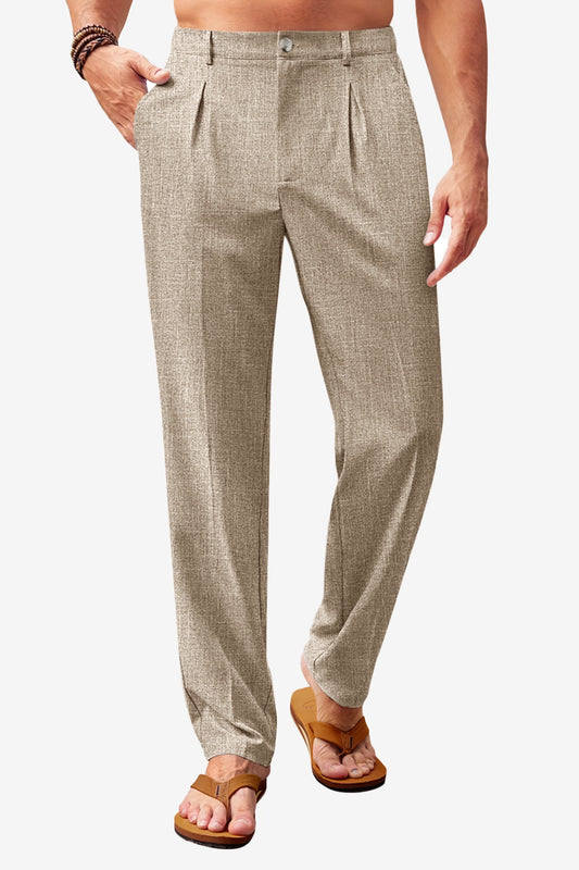 Runcati Mens Dark Khaki Casual Pants