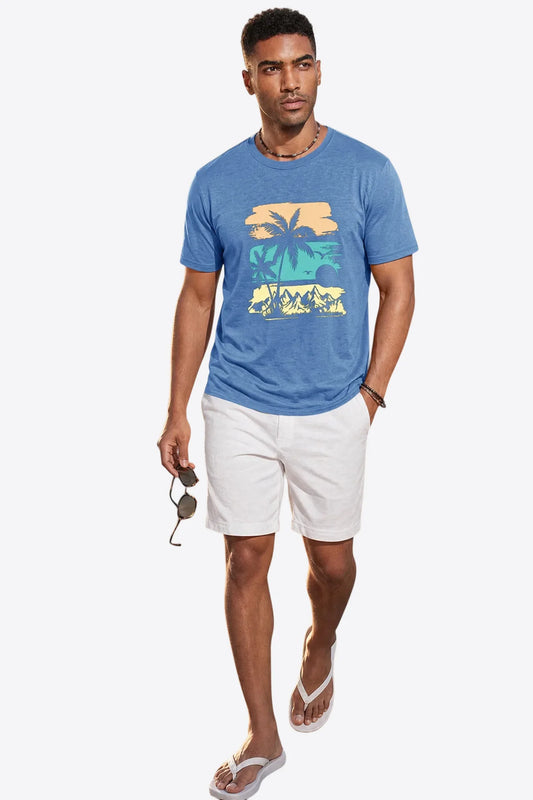 Runcati Mens Blue Mountain Graphic Tee
