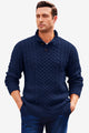 Runcati Dark Blue Stand Collar Pullover Sweater