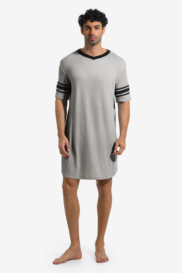 Runcati Mens Light Grey Short Sleeve Nightshirt