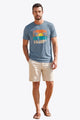 Runcati Mens Blue Grey Vacation Graphic Tee