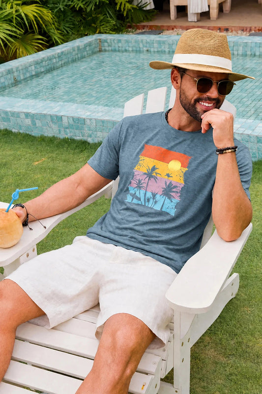 Runcati Mens Blue Luau Graphic Tee
