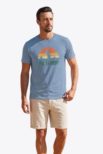 Runcati Mens Blue Grey Golf Tree Tee