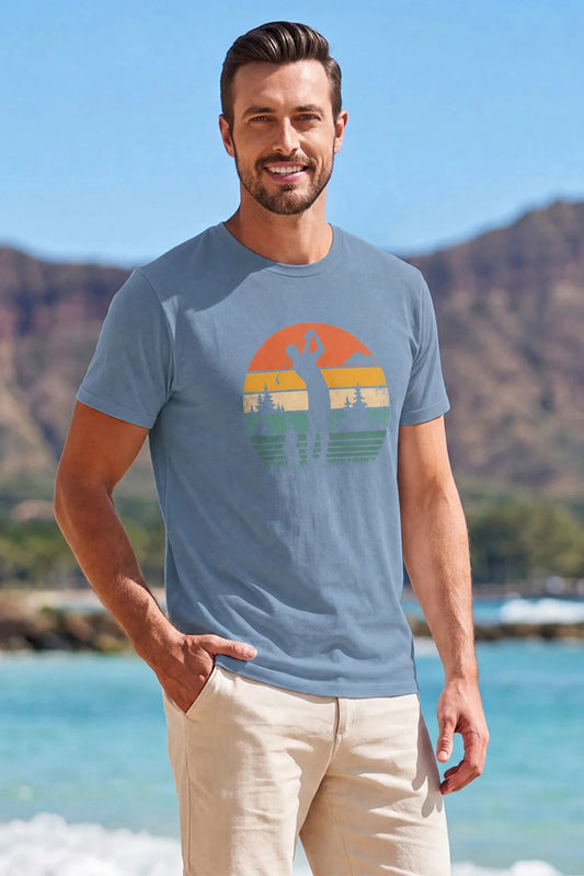 Runcati Mens Blue Grey Golf Tree Tee