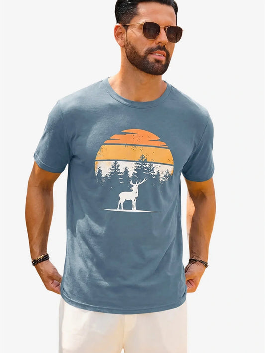 Runcati Mens Blue Nature Sunset Tee