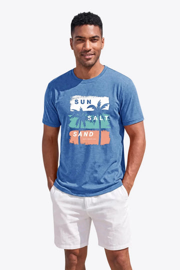 Runcati Mens Blue Island Graphic Tee
