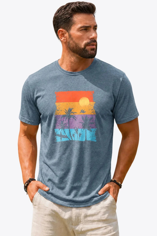 Runcati Mens Blue Luau Graphic Tee
