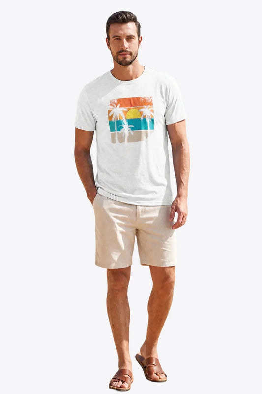Runcati Mens White Vacation Graphic Tee