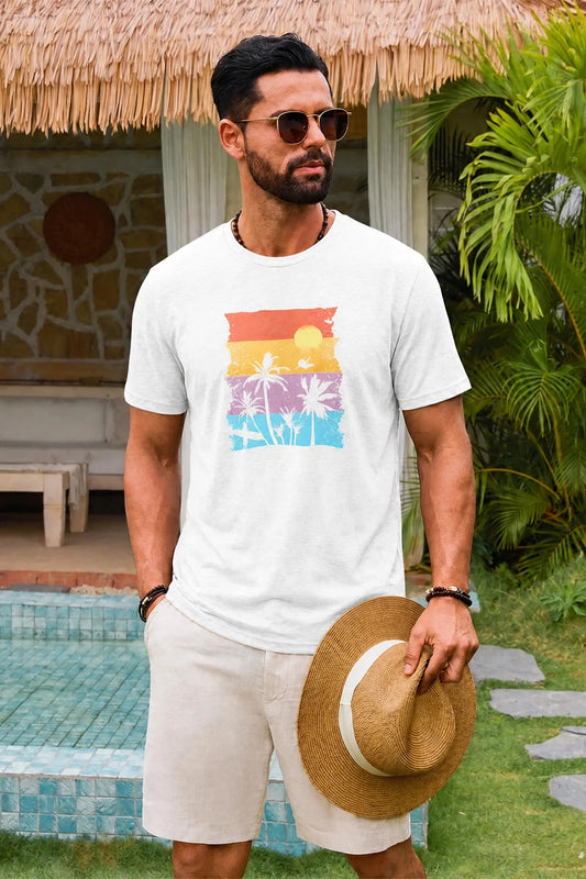 Runcati Mens White Luau Graphic Tee