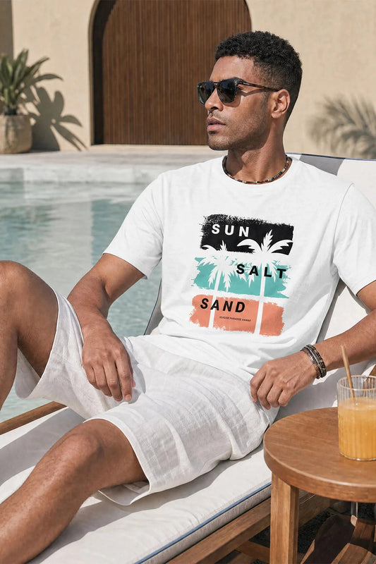 Runcati Mens White Island Graphic Tee