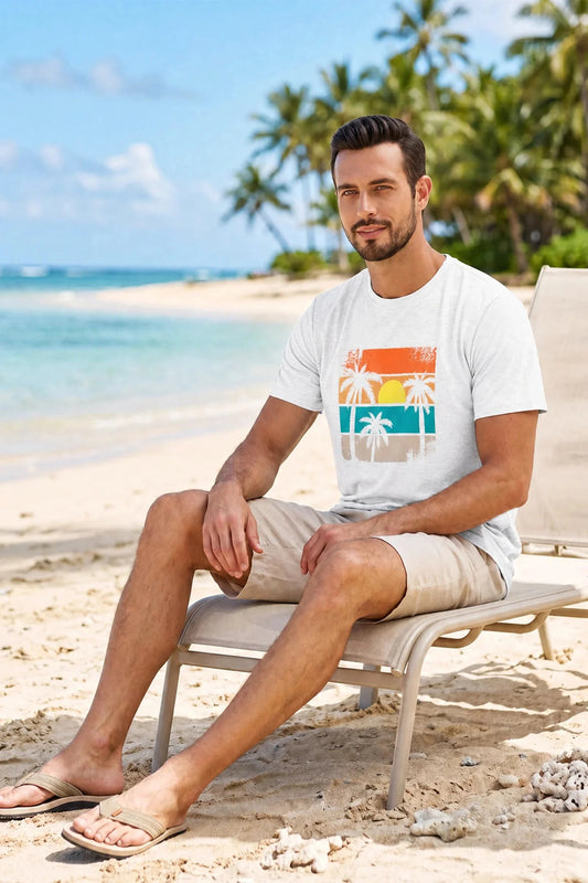 Runcati Mens White Vacation Graphic Tee