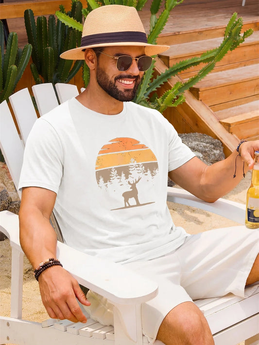 Runcati Mens White Nature Sunset Tee