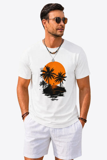 Runcati Mens White Coastal Graphic Tee