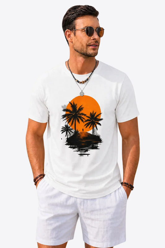Runcati Mens White Coastal Graphic Tee