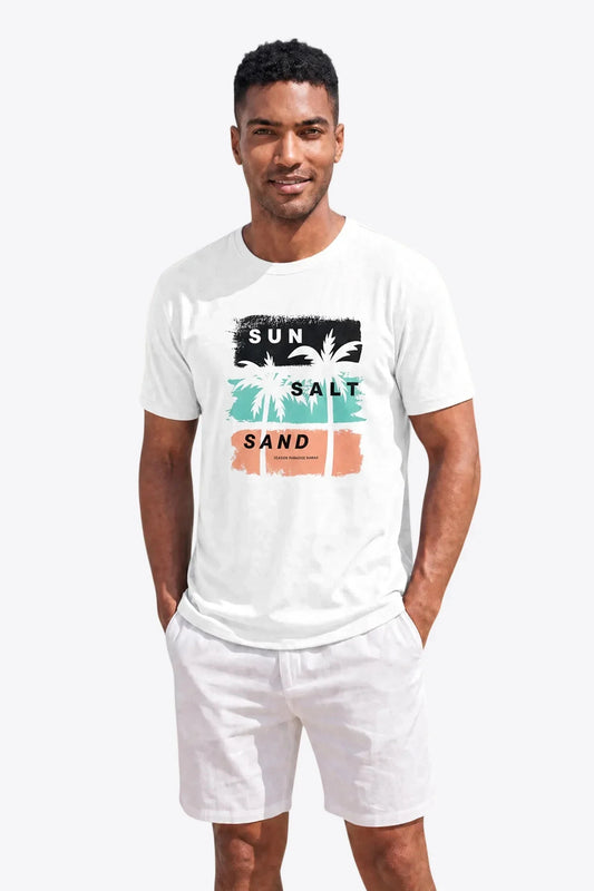 Runcati Mens White Island Graphic Tee