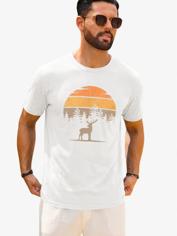 Runcati Mens White Nature Sunset Tee