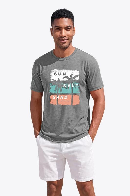 Runcati Mens Deep Gray Island Graphic Tee