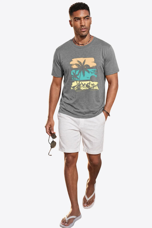 Runcati Mens Dark Grey Mountain Graphic Tee