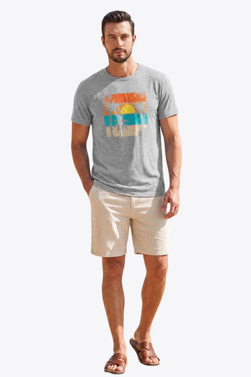 Runcati Mens Grey Vacation Graphic Tee