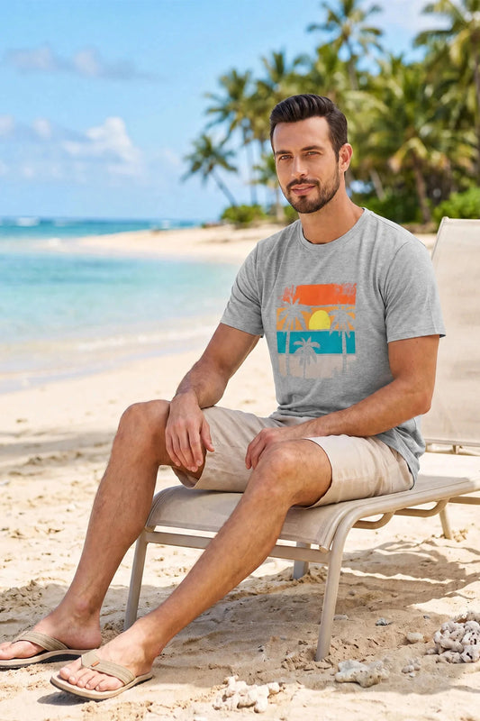 Runcati Mens Grey Vacation Graphic Tee