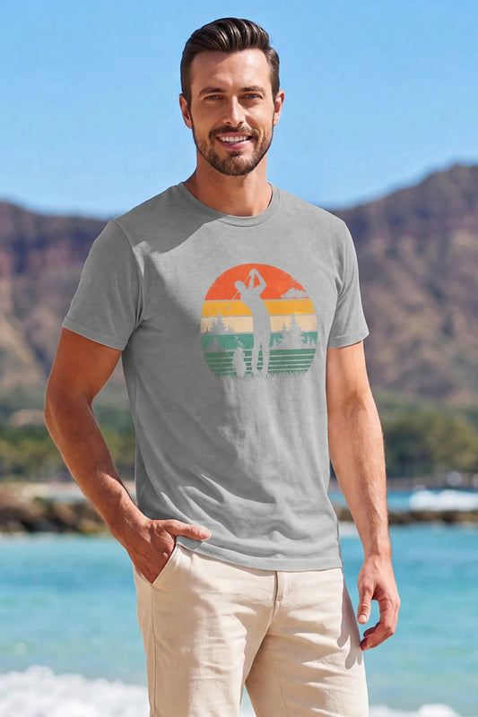 Runcati Mens Grey Golf Tree Tee