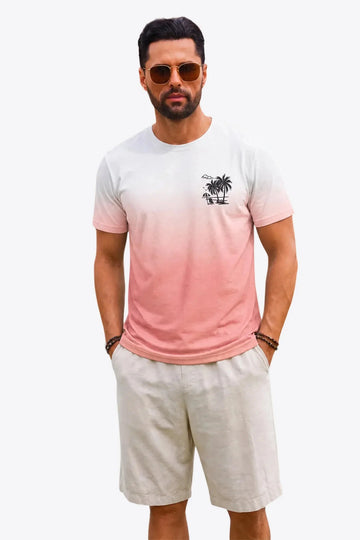 Runcati Mens Pink Gradient Print Tee