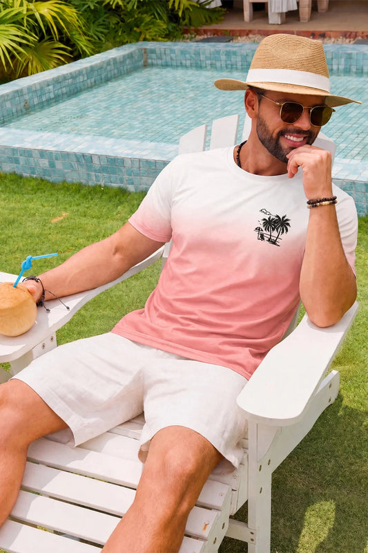 Runcati Mens Pink Gradient Print Tee