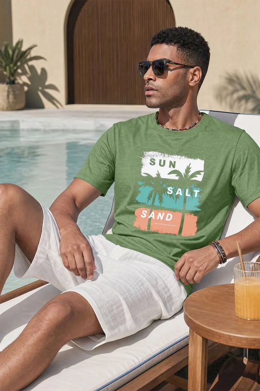 Runcati Mens Army Green Island Graphic Tee