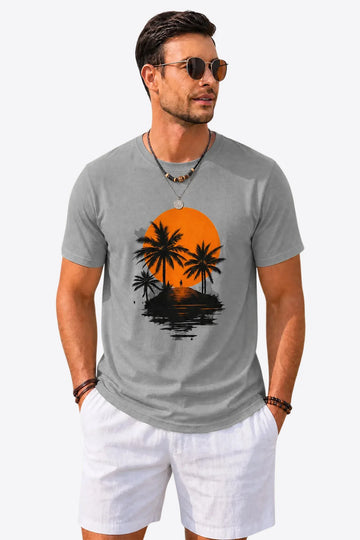 Runcati Mens Gray Coastal Graphic Tee