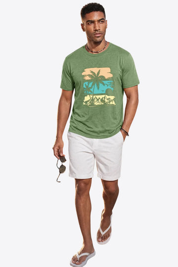 Runcati Mens Army Green Mountain Graphic Tee