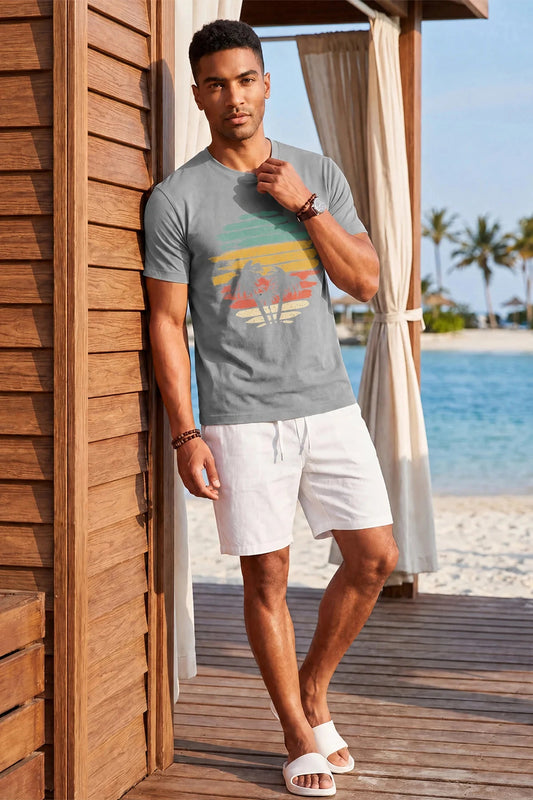 Runcati Mens Gray Sunset Palm Tee