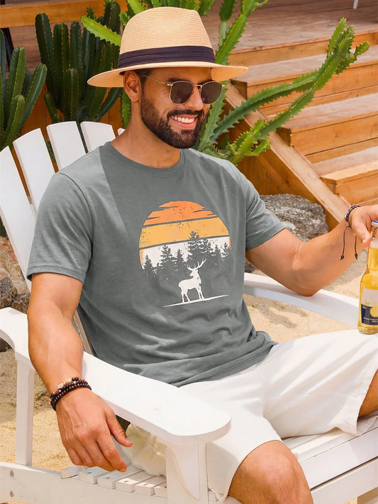 Runcati Mens Grey Nature Sunset Tee
