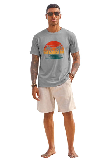 Runcati Mens Grey Palm Graphic Tee
