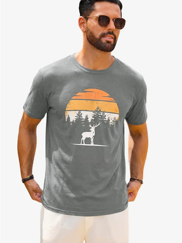 Runcati Mens Grey Nature Sunset Tee