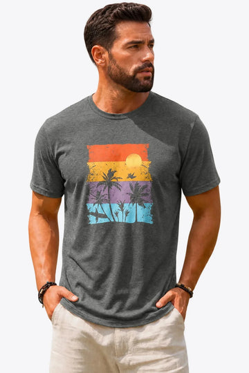 Runcati Mens Grey Luau Graphic Tee