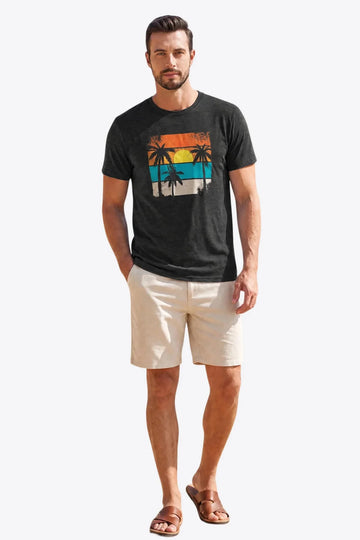 Runcati Mens Black Vacation Graphic Tee